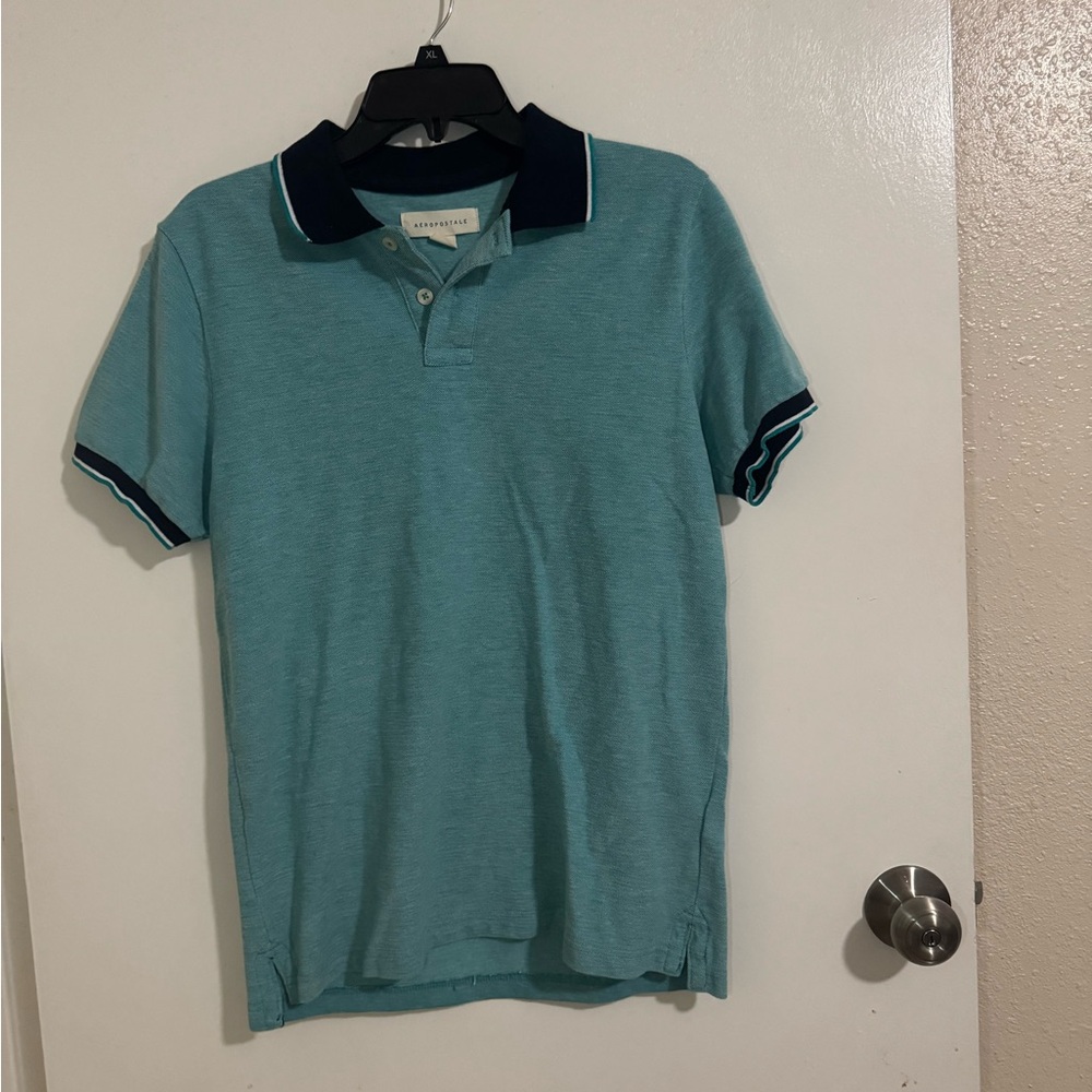 Aeropostale Teal Polo with Navy Accents